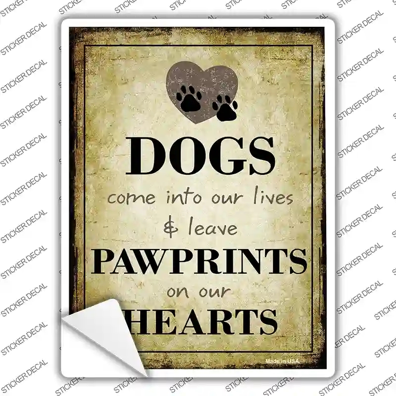 P-308s-XL Paw Prints on Our Hearts Novelty Rectangle Sticker Decal - Extra Large