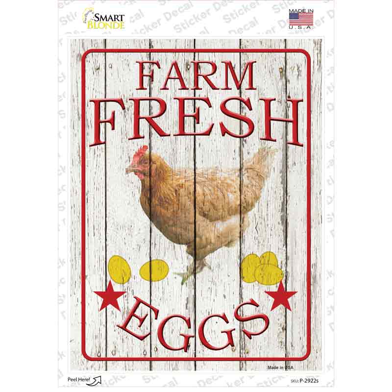 P-2922s-M Farm Fresh Eggs Novelty Rectangle Sticker Decal - Medium