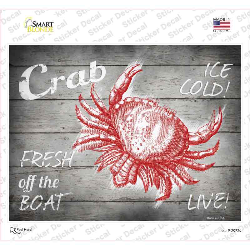 P-2972s-M Crab Fresh off the Boat Novelty Rectangle Sticker Decal - Medium