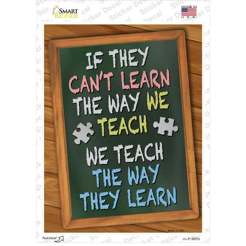 P-3037s-M Teach the Way They Learn Novelty Rectangle Sticker Decal - Medium