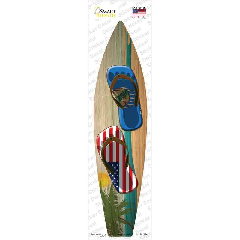 SB-274s-M Oklahoma Flag Flip Flop Novelty Surfboard Sticker Decal - Medium