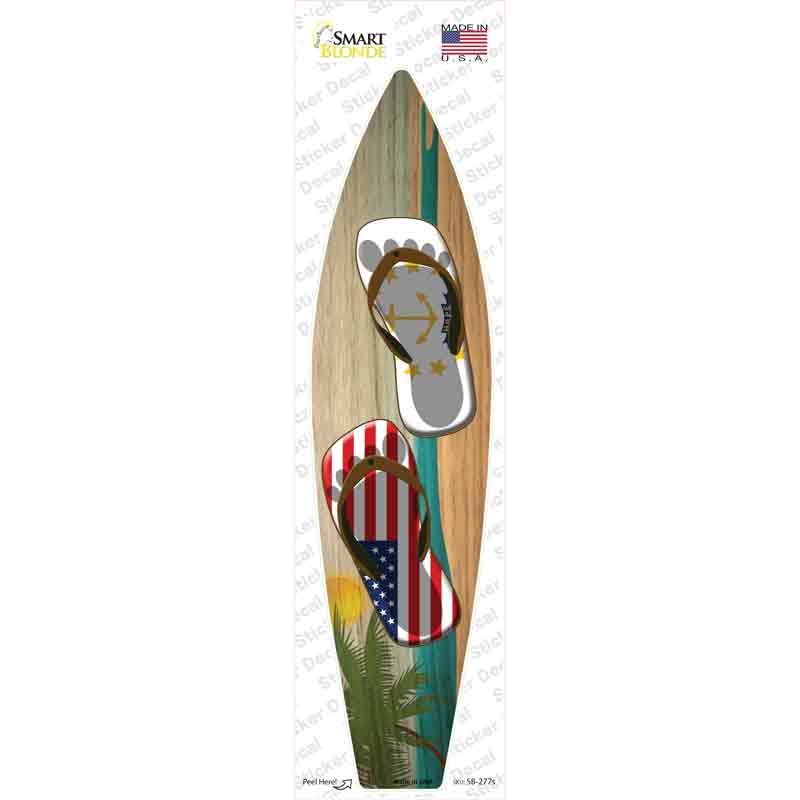 SB-277s-M Rhode Island Flag Flip Flop Novelty Surfboard Sticker Decal - Medium