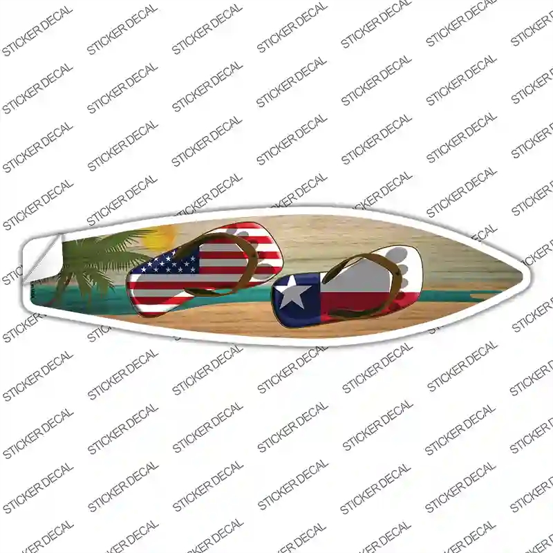 SB-281s-L Texas Flag Flip Flop Novelty Surfboard Sticker Decal - Large