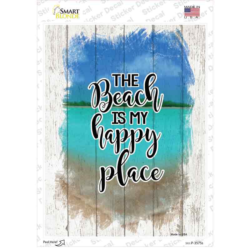 P-3575s-M Beach is My Happy Place Novelty Rectangle Sticker Decal - Medium