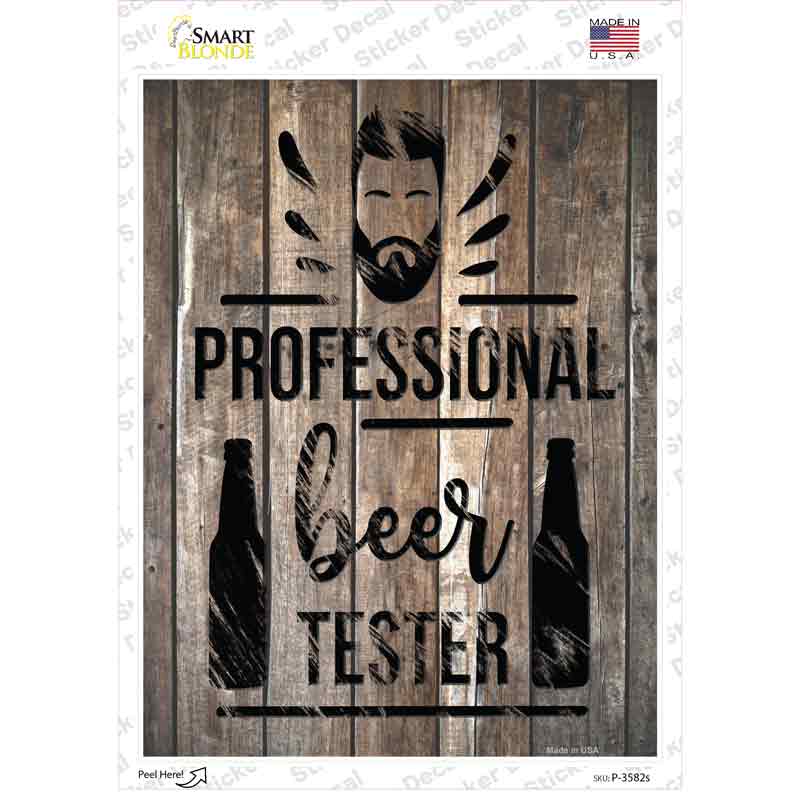 P-3582s-M Professional Beer Tester Novelty Rectangle Sticker Decal - Medium
