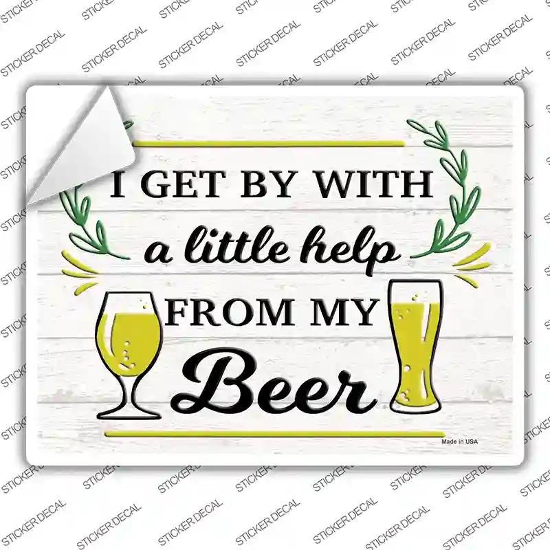 P-3590s-XL Help From My Beer Novelty Rectangle Sticker Decal - Extra Large