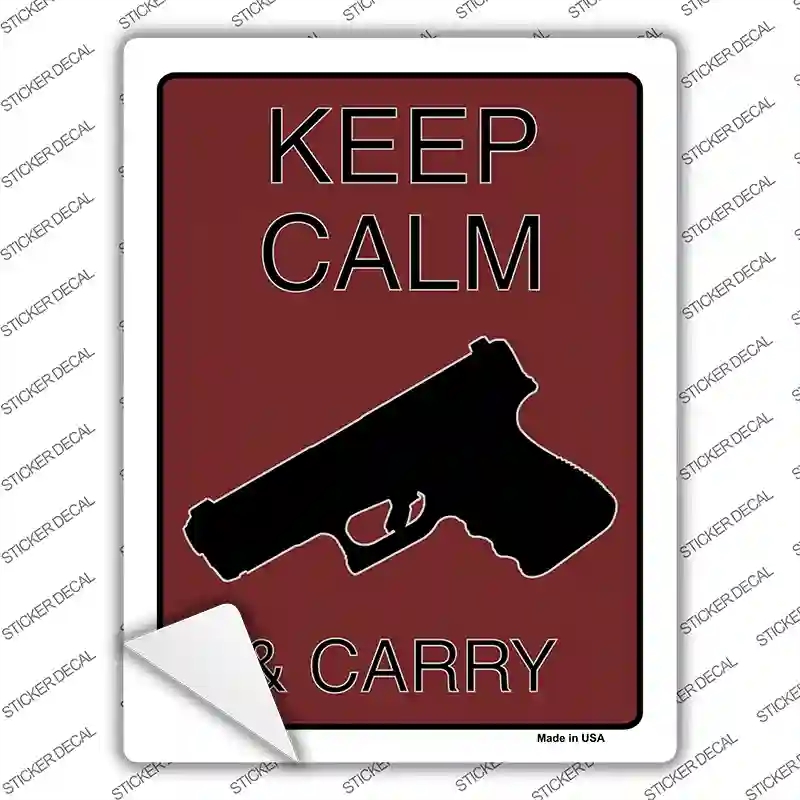 P-376s-L Keep Calm & Carry Novelty Rectangle Sticker Decal - Large