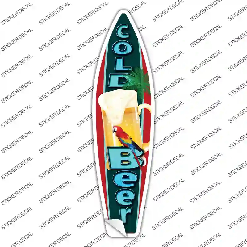 SB-050s-L Cold Beer Novelty Surfboard Sticker Decal - Large