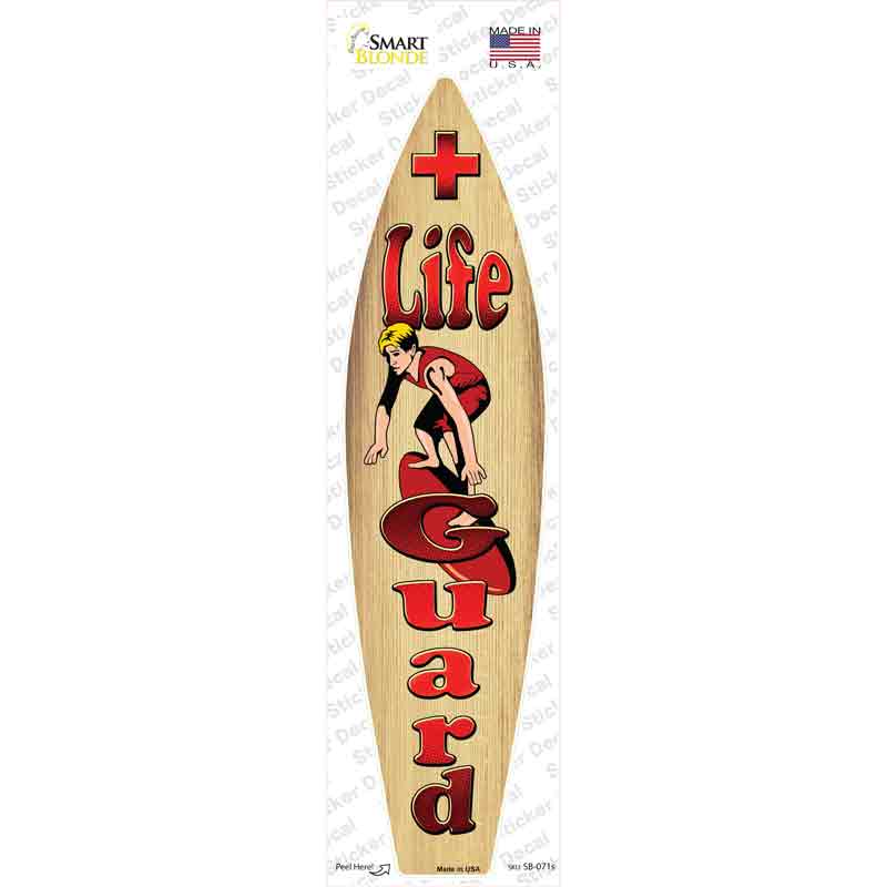 SB-071s-M Life Guard on Surfboard Novelty Surfboard Sticker Decal - Medium