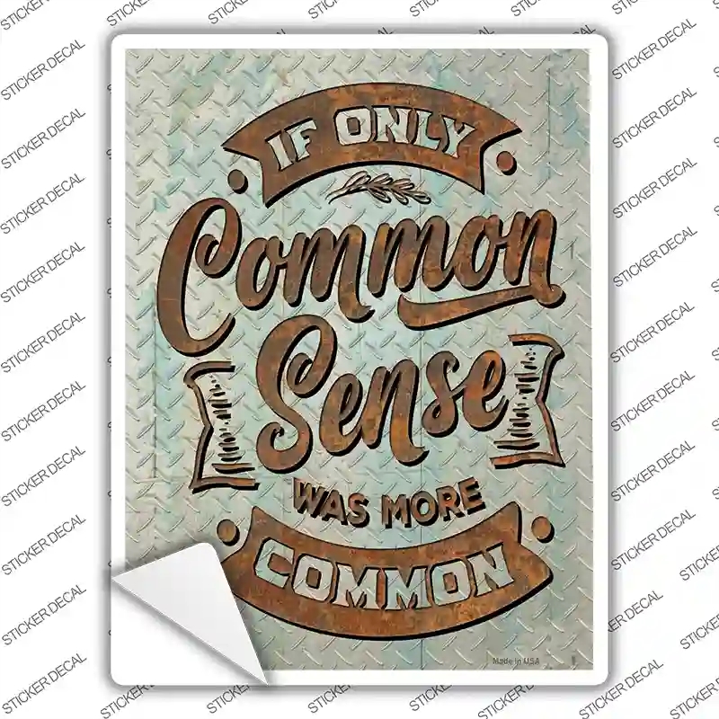 P-3677s-S Common Sense Was More Common Novelty Rectangle Sticker Decal - Small