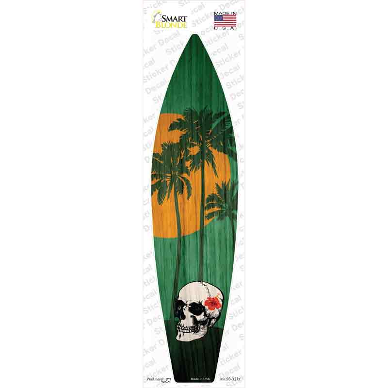 SB-321s-M Skull & Palm Trees Novelty Surfboard Sticker Decal - Medium