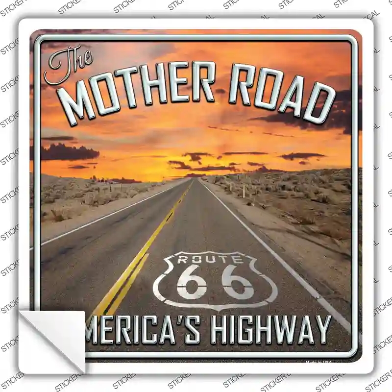 SQ-296s-S The Mother Road Novelty Square Sticker Decal - Small