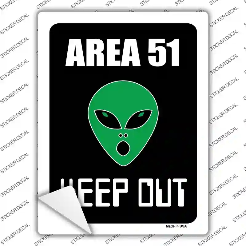 P-655s-L Area 51 Keep Out Novelty Rectangle Sticker Decal - Large
