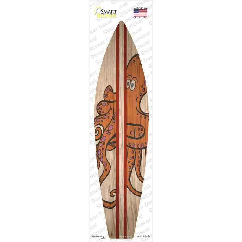 SB-385s-M Octopus Red Striped Novelty Surfboard Sticker Decal - Medium