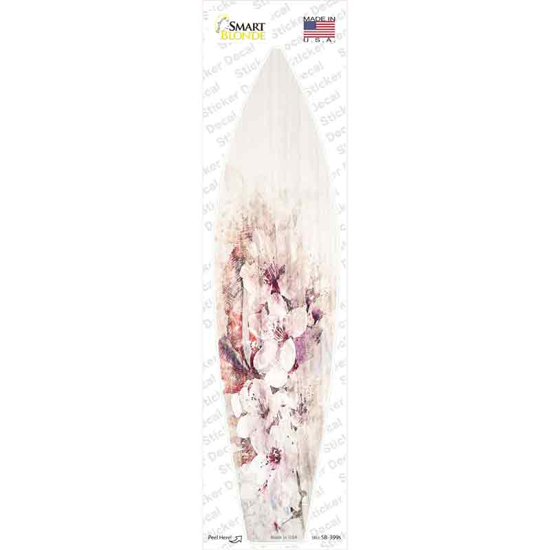 SB-399s-M White Flowers Novelty Surfboard Sticker Decal - Medium