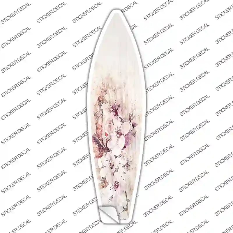 SB-399s-S White Flowers Novelty Surfboard Sticker Decal - Small