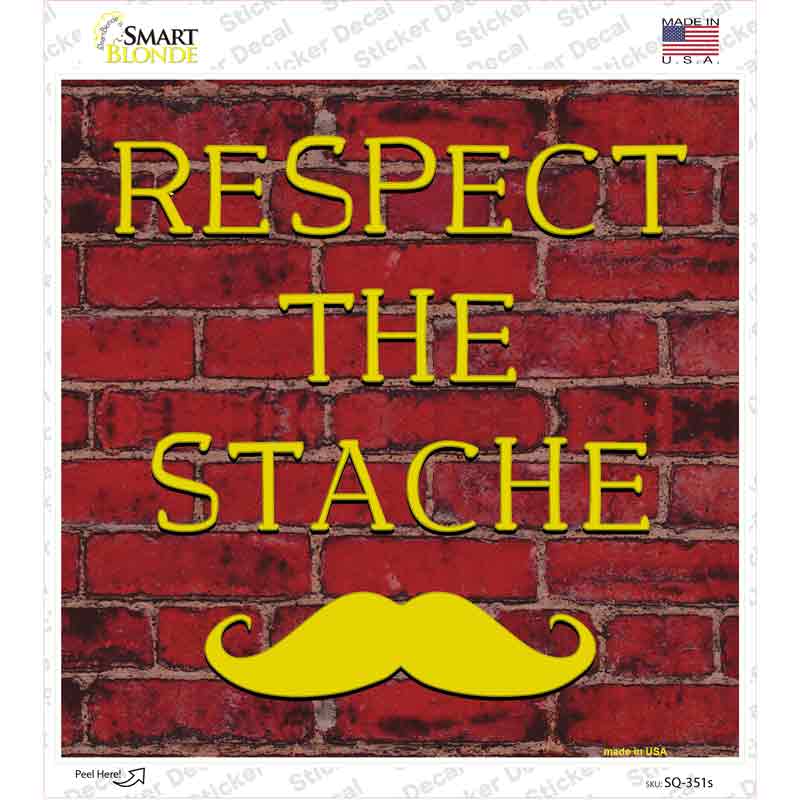 SQ-351s-M Respect the Stache Novelty Square Sticker Decal - Medium