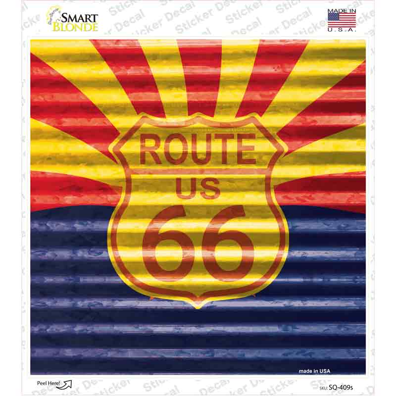 SQ-409s-M Route 66 Arizona Flag Novelty Square Sticker Decal - Medium