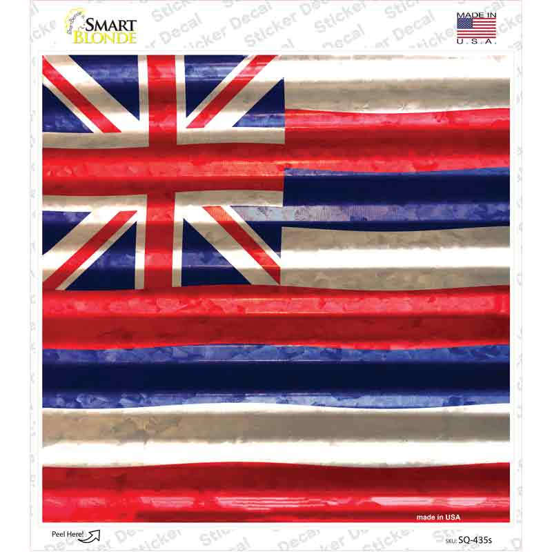 SQ-435s-M Hawaii Flag Corrugated Effect Novelty Square Sticker Decal - Medium