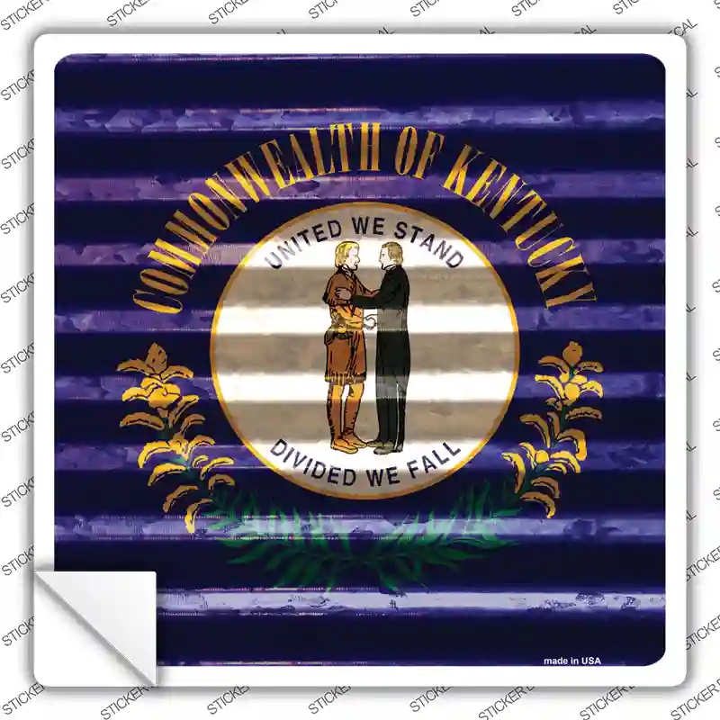 SQ-441s-L Kentucky Flag Corrugated Effect Novelty Square Sticker Decal - Large