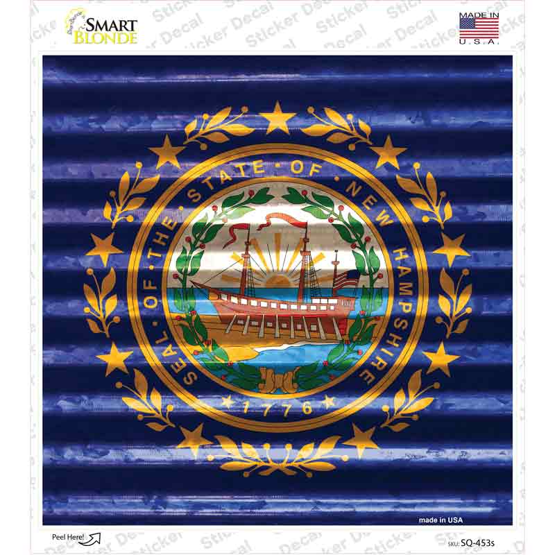 SQ-453s-M   Hampshire Flag Corrugated Effect Novelty Square Sticker Decal - Medium