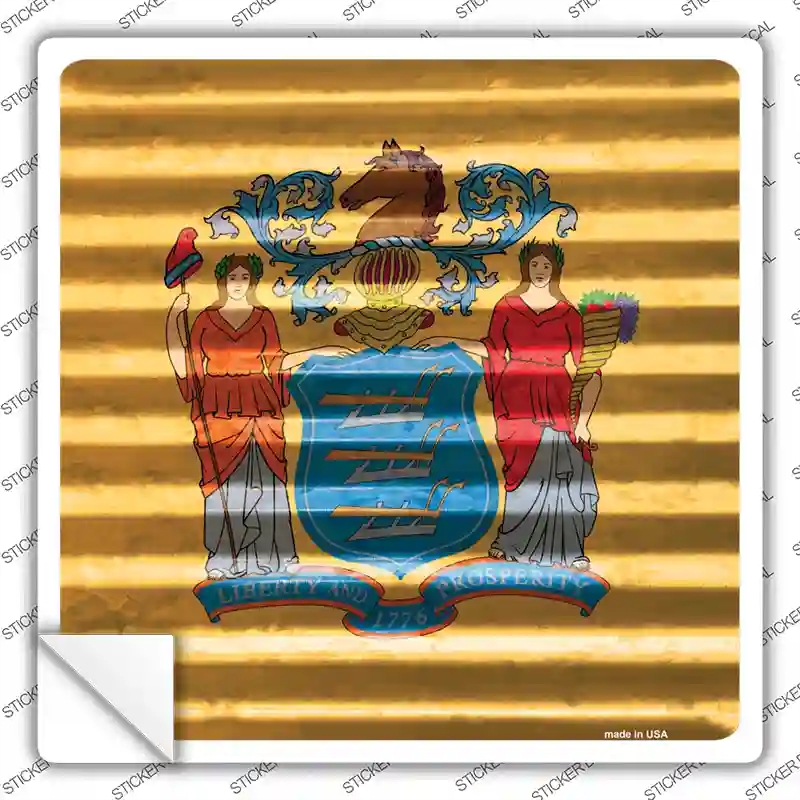 SQ-454s-XL   Jersey Flag Corrugated Effect Novelty Square Sticker Decal - Extra Large