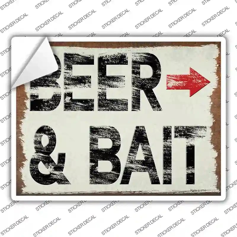 P-4146s-L Beer & Bait Right Novelty Rectangular Sticker Decal - Large