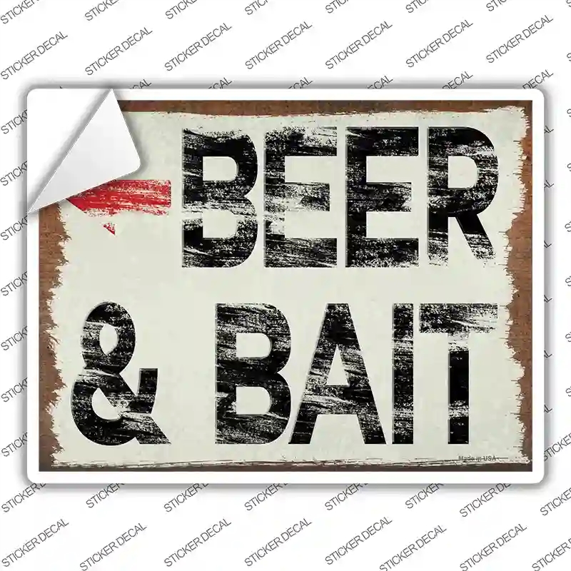 P-4147s-L Beer & Bait Left Novelty Rectangular Sticker Decal - Large