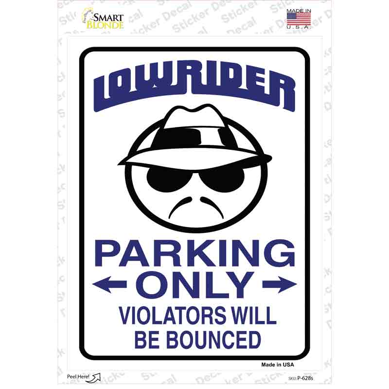 P-628s-M Lower Rider Parking Novelty Rectangle Sticker Decal - Medium