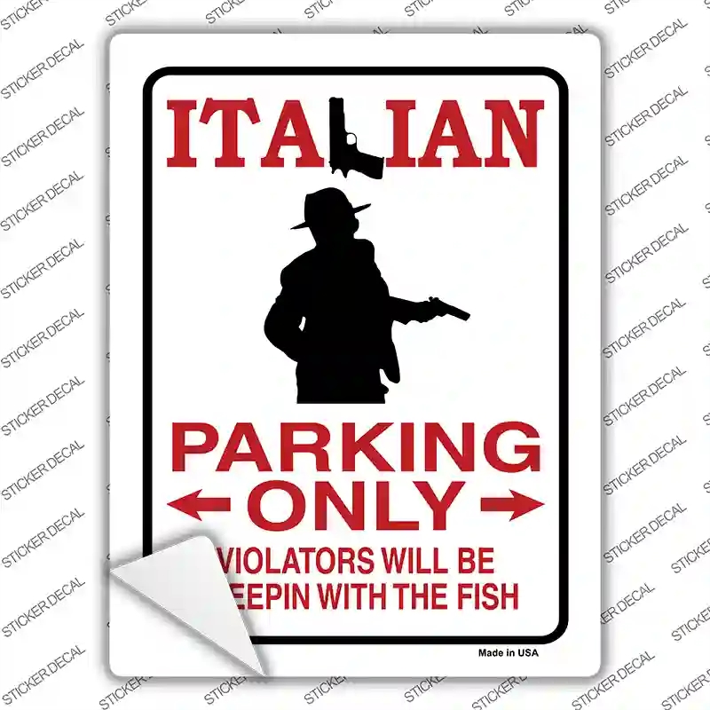 P-632s-L Italian Only Novelty Rectangle Sticker Decal - Large