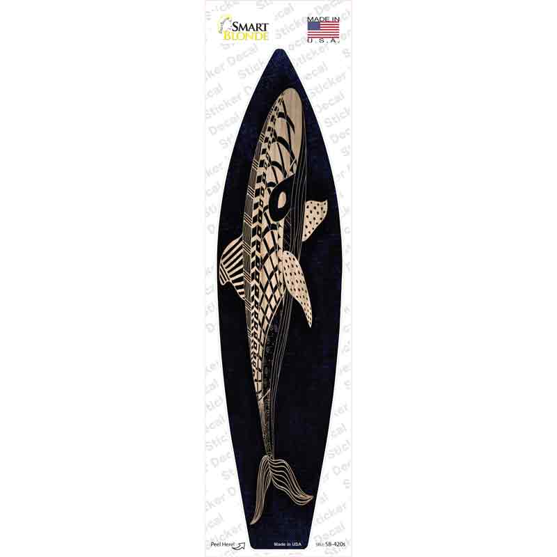 SB-420s-M Tribal Print Whale Novelty Surfboard Sticker Decal - Medium