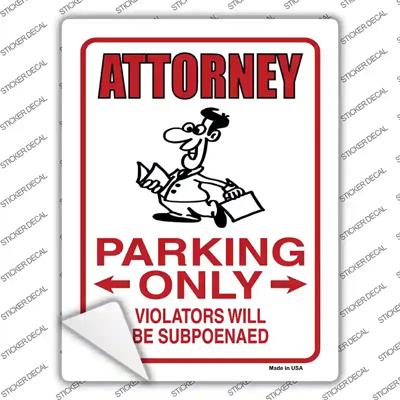 P-723s-L Attorney Parking Novelty Rectangle Sticker Decal - Large