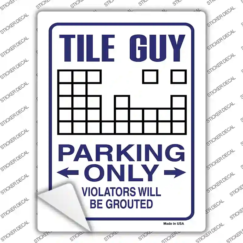 P-733s-S Tile Guy Parking Novelty Rectangle Sticker Decal - Small
