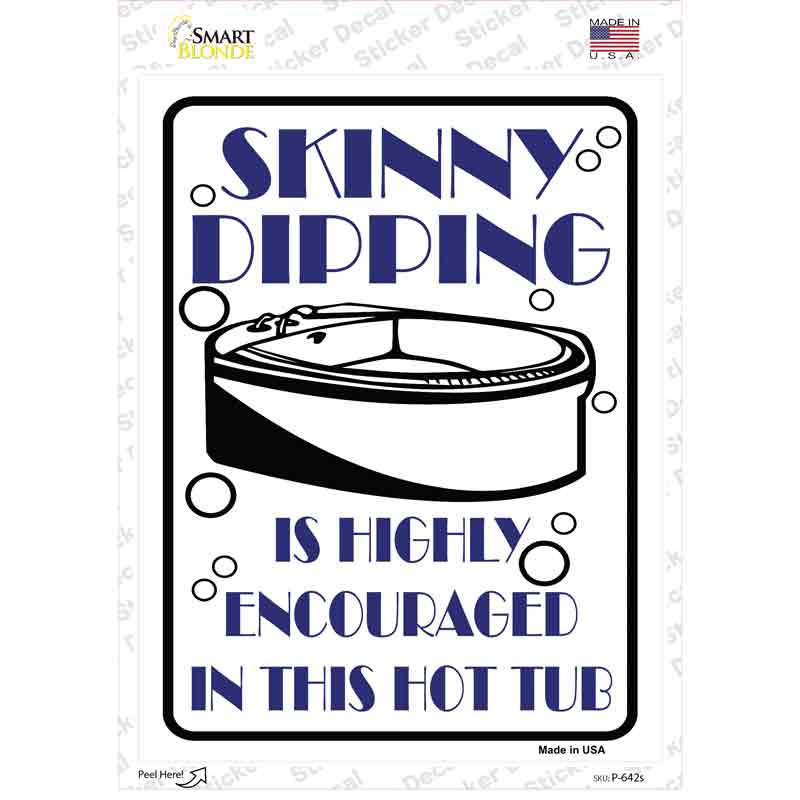 P-642s-M Skinny Dipping Novelty Rectangle Sticker Decal - Medium