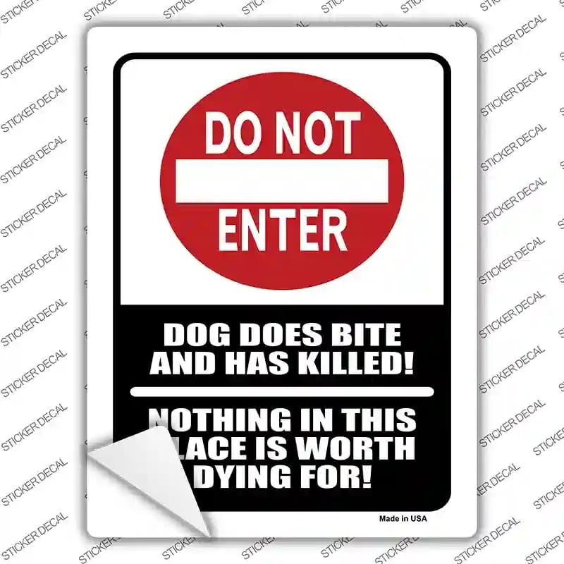 P-690s-S Do Not Enter Dog Bites Novelty Rectangle Sticker Decal - Small