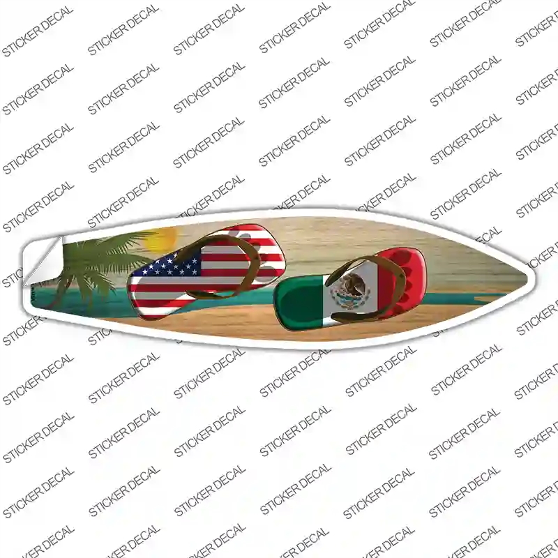 SB-291s-L Mexico Flag Flip Flop Novelty Surfboard Sticker Decal - Large