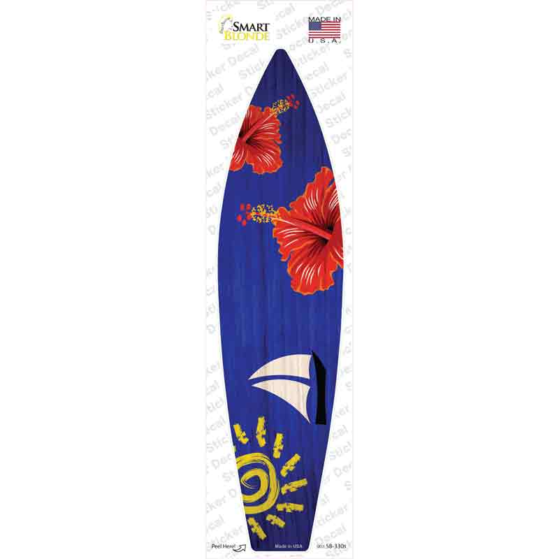 SB-330s-M Sailboat with Big Sun Novelty Surfboard Sticker Decal - Medium