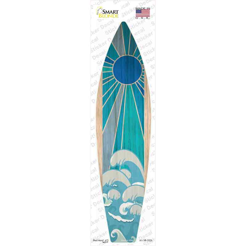 SB-332s-M Blue Sun & Waves Novelty Surfboard Sticker Decal - Medium