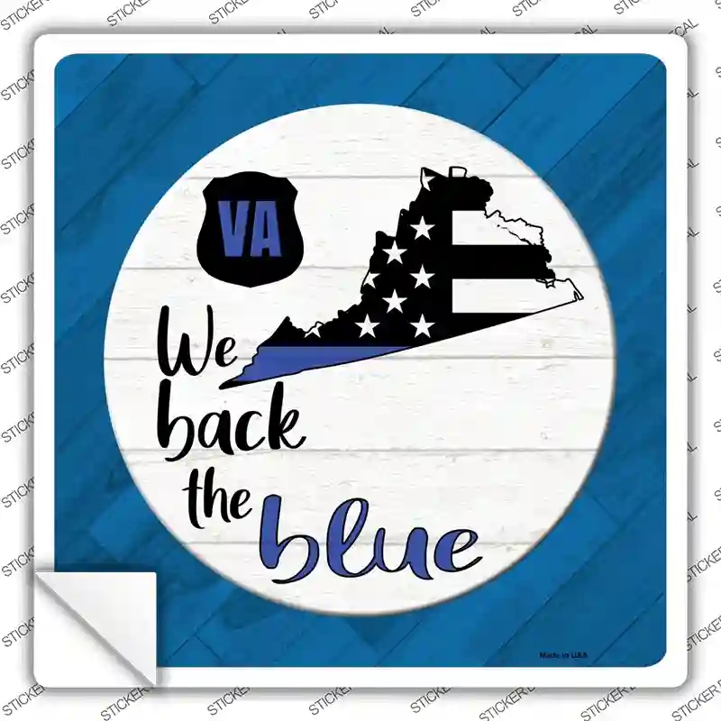 SQ-1048s-S Virginia Back the Blue Novelty Square Sticker Decal - Small