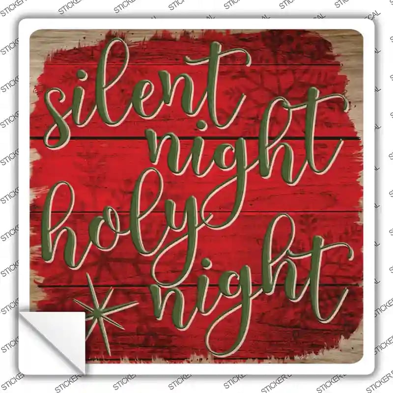 SQ-1333s-XL Silent Night Holy Night Red Novelty Square Sticker Decal - Extra Large