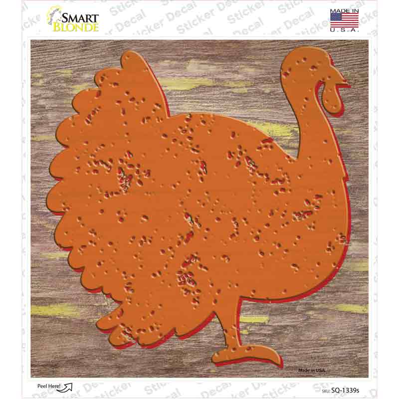 SQ-1339s-M Orange Turkey Novelty Square Sticker Decal - Medium