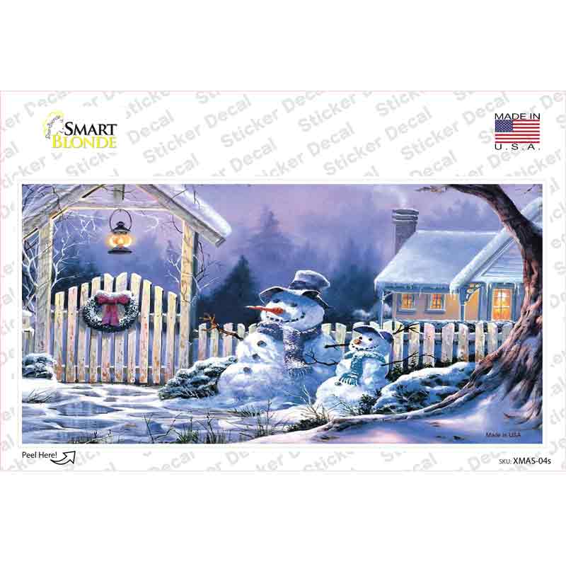 XMAS-04s-M Snowmen Novelty Sticker Decal - Medium