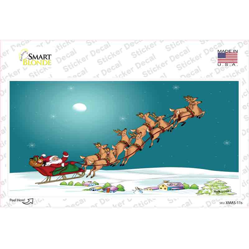 XMAS-11s-M Santa & Reindeer Novelty Sticker Decal - Medium