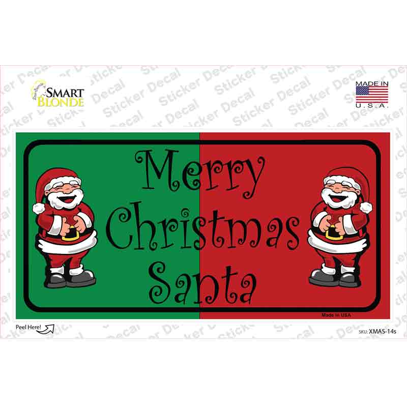 XMAS-14s-M Green Red Santa Novelty Sticker Decal - Medium