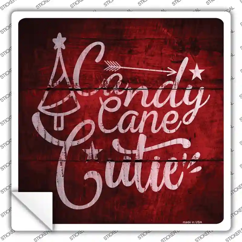 SQ-537s-XL Candy Cane Cutie Novelty Square Sticker Decal - Extra Large
