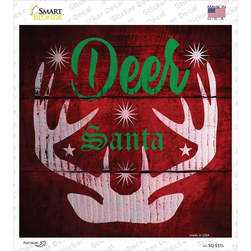 SQ-551s-M Deer Santa Novelty Square Sticker Decal - Medium