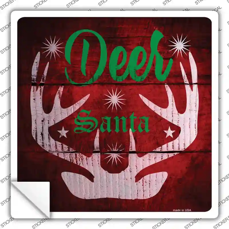 SQ-551s-S Deer Santa Novelty Square Sticker Decal - Small