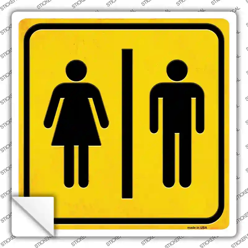 SQ-599s-S Men & Ladies Room Novelty Square Sticker Decal - Small