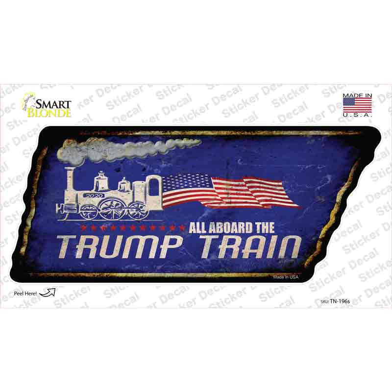 TN-196s-M Trump Train Novelty Rusty Tennessee Shape Sticker Decal - Medium