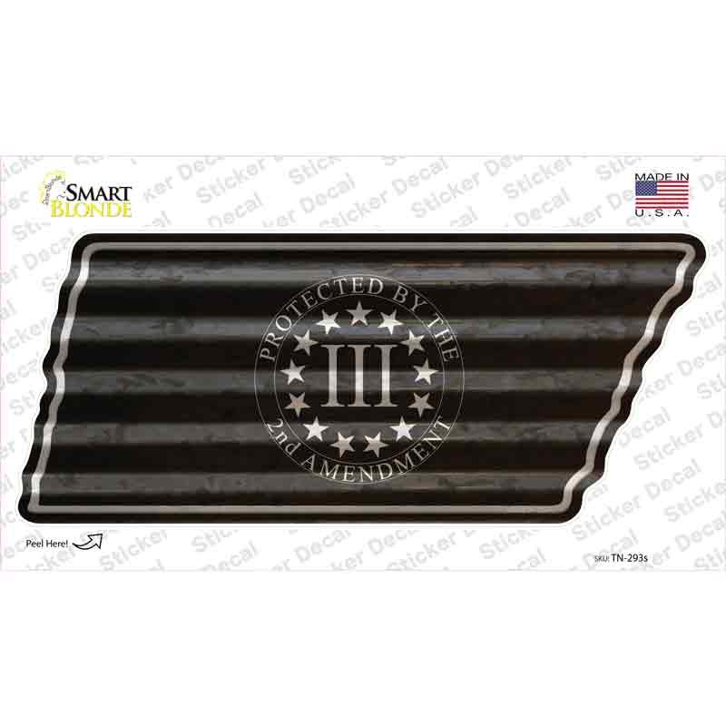 TN-293s-M 2nd Amendment Three Percenter Novelty Corrugated Tennessee Shape Sticker Decal - Medium